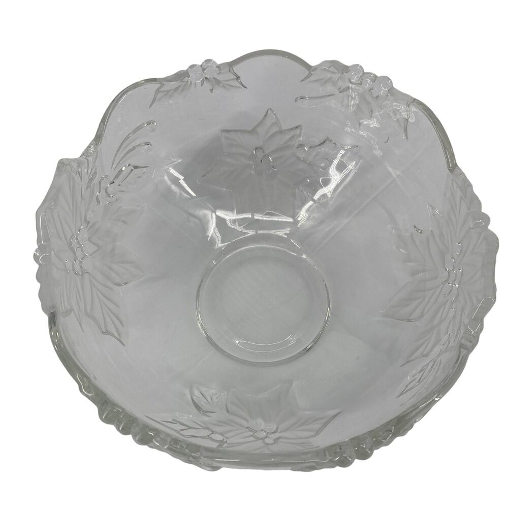 VTG Mikasa Crystal Poinsettia Serving Bowl West Germany Holiday Christmas